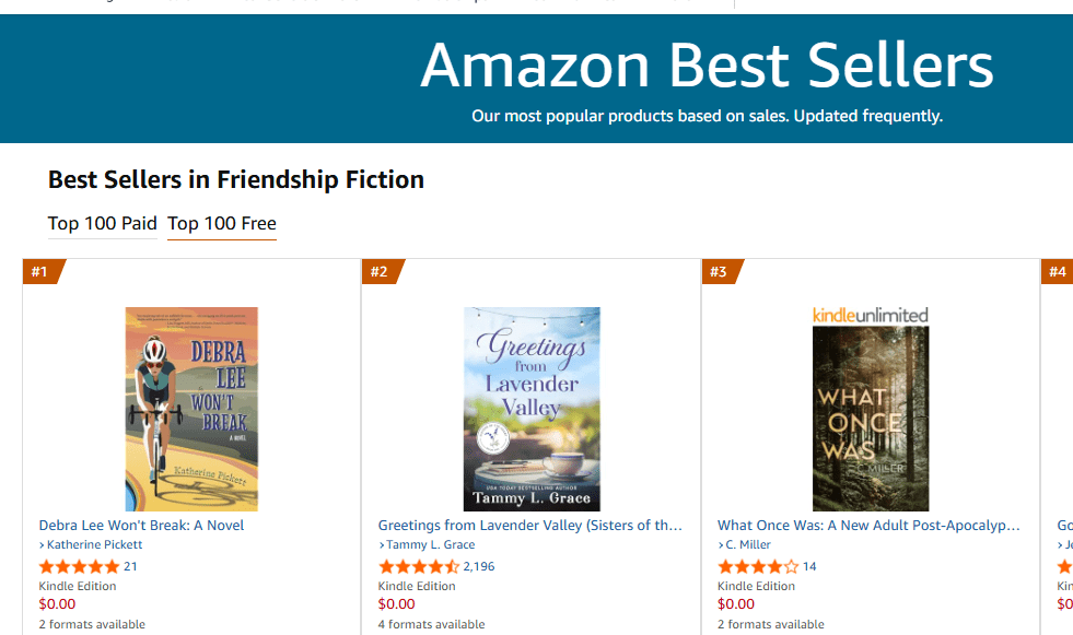 Screenshot showing three book covers with Debra Lee Won't Break ranked no. 1 on Amazon Best Sellers in Contemporary Women's Fiction