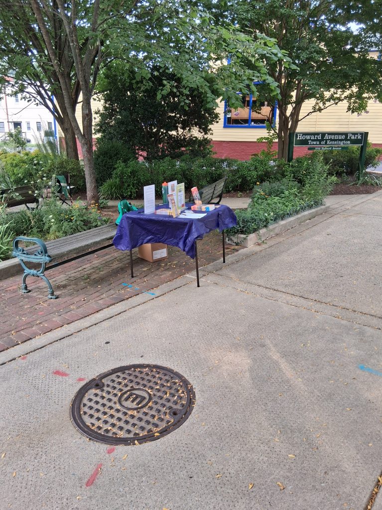 The same small table seen from a distance showing nothing around it
